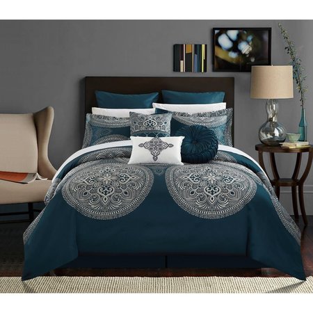 FIXTURESFIRST Lana Blue King 9 Pieces Comforter Set FI2541588